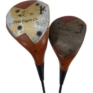 First Flight Driver And 3 Fairway Wood Golf Club Bundle w/ Orig Grip 44" And 43"